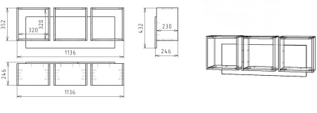 Полка настенная Квадрат-3 (цвет белый) 1136 мм