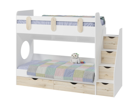 Кровать Фортуна (гаскон пайн + белый)  от Династия Kids