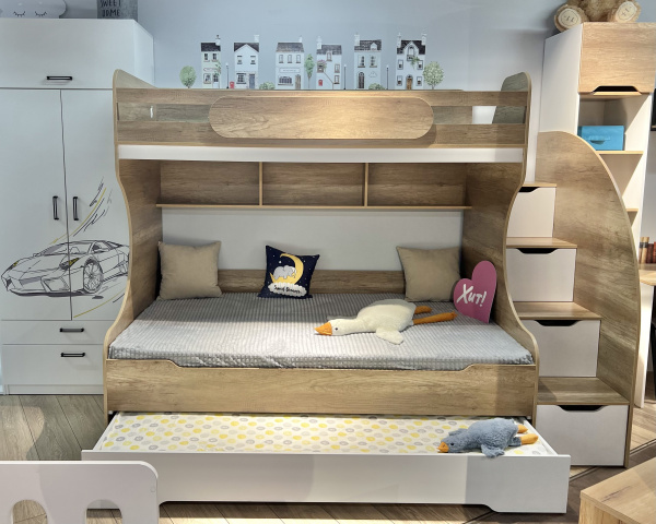 Кровать БИГ (дуб каньон + белый) 200х120