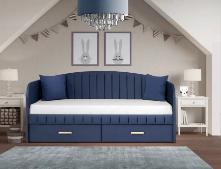 Мягкая кровать Слайт полоса Дуга 80х160 (велюр Тедди) от Династия Kids