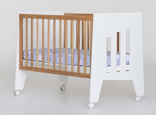 Кроватка-стол Миа 120х60 белый/дерево 