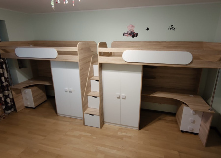 Кровать-чердак 90х200 Колледж-2 (дуб сонома + белый) от Династия Kids