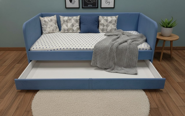 Мягкая кровать Nepos Blue 200х90. Велюр Velutto 46 