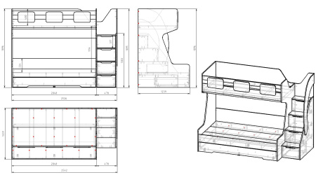 Кровать МЕГА ПРЕМИУМ (дуб каньон+белый) 120х200