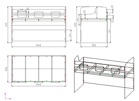 Кровать 2-х ярусная Городок 190х90 (дуб сонома+белый) от Династия Kids
