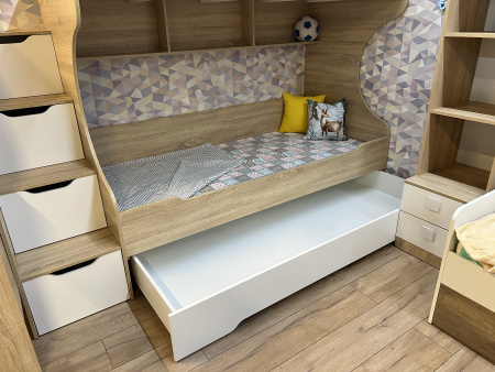 Кровать БИГ (дуб золотистый+белый) 200х90 от Династия Kids