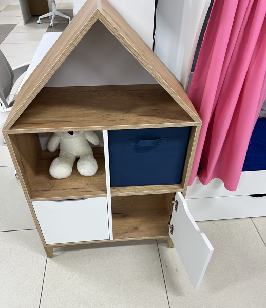 Стеллаж-Домик 5 (дуб золотистый+белый) от Династия Kids