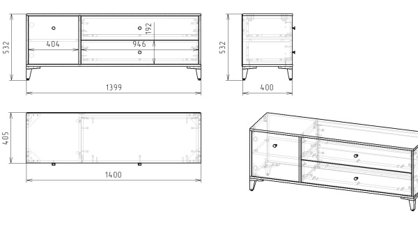 Тумба-комод Вест-4 (ширина 140 см) от Династия Kids