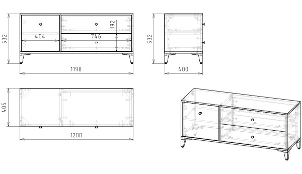 Тумба-комод Вест-3 (ширина 120 см) от Династия Kids