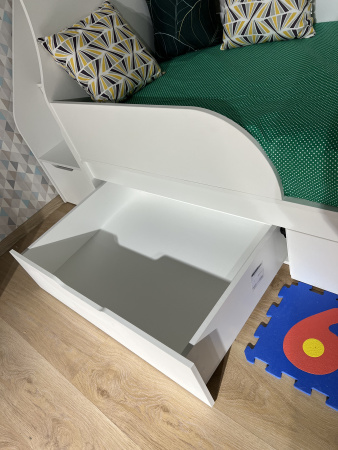 Двухъярусная кровать Дуэт 180х80 (цвет белый) с бортиком от Династия Kids