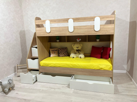 Двухъярусная кровать Фортуна 200х90 (дуб сонома+белый)