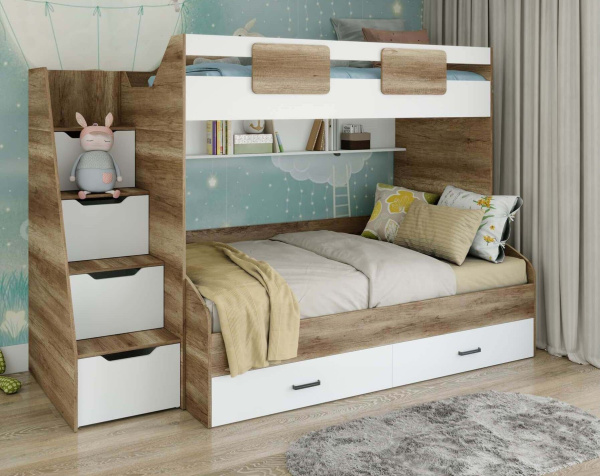 Комплект мебели: кровать-чердак Лайт Лофт + кровать Твой Стиль (120х200)