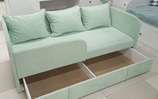 Диван-кровать Кэви 165х75 (левый бортик). Матрас, бортик, подушки в комплекте! 