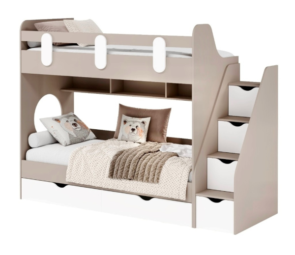 Кровать 2-х ярусная Фортуна 180х80 (велюр + белый)