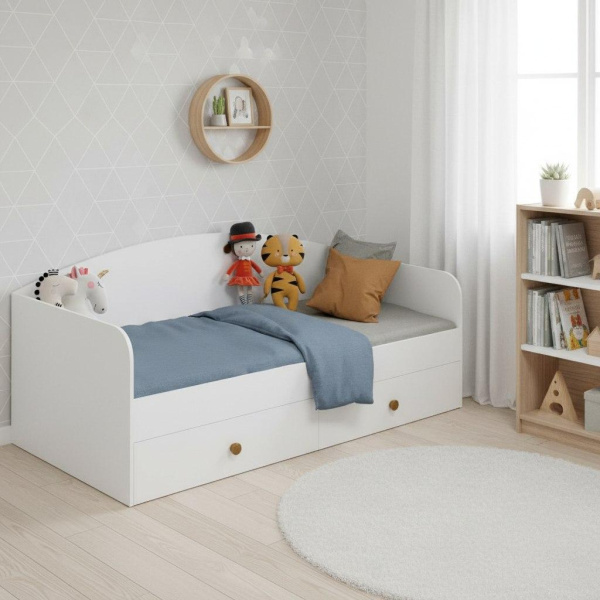 Кровать 190х90 коллекции Умка NEW (ручки - дуб) от Династия Kids