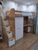Кровать-чердак 90х200 Колледж-2 (дуб сонома + белый) от Династия Kids