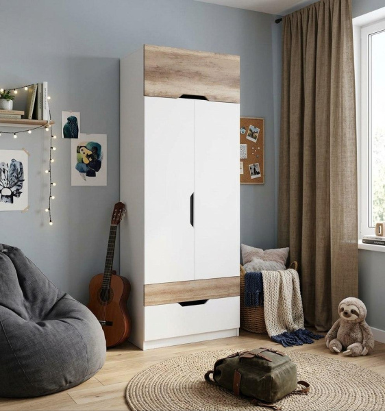 Шкаф коллекции Лайт Лофт (дуб каньон + белый)