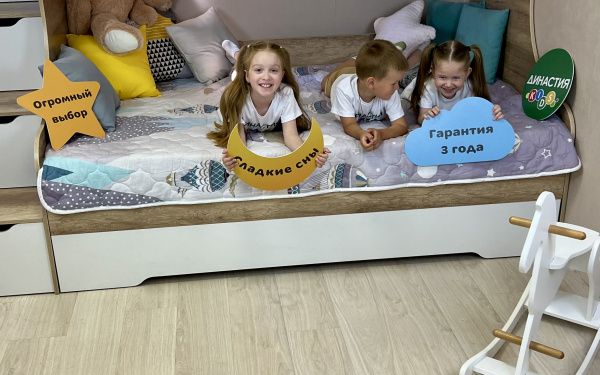 Кровать Биг 120х200 (дуб каньон + белый) от Династия Kids