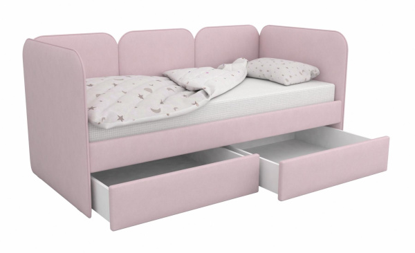 Мягкая кровать 90х200 Соната Грей с 2 ящиками