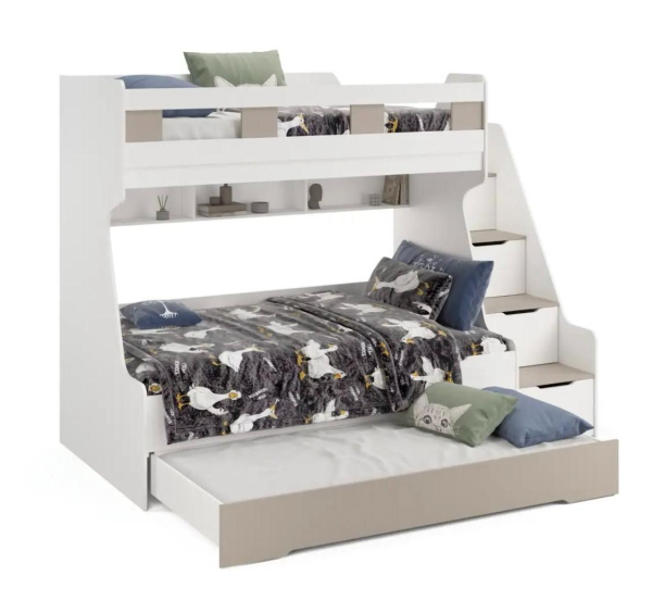 Кровать РУМ 120х200 с доп.спальным местом (корпус белый + фасады велюр)