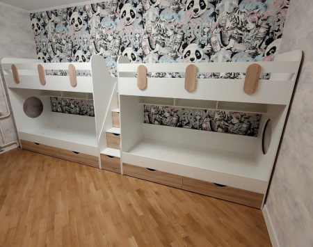 Двухъярусная кровать Фортуна (серебро+белый) 180*80 от Династия Kids