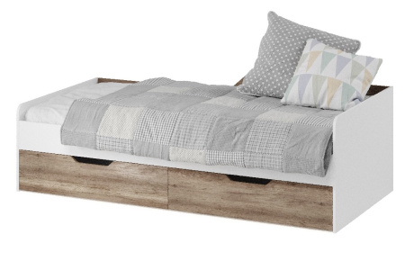 Кровать коллекции Лайт Лофт 190х90 (дуб каньон+белый) от Династия Kids