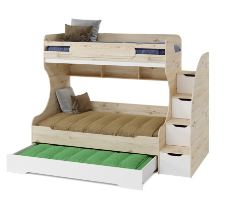 Кровать БИГ 200х120 (гаскон пайн+белый)  от Династия Kids