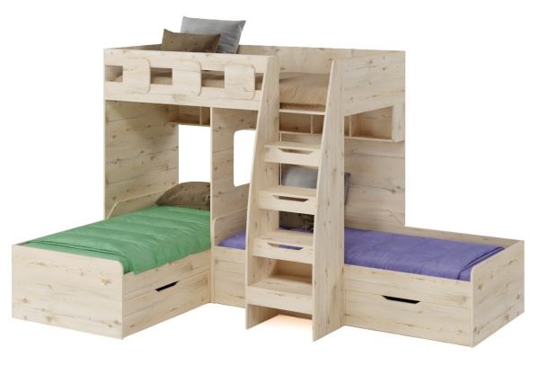 Кровать 3-х ярусная Династия (гаскон пайн) 