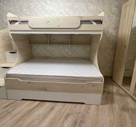 Кровать БИГ 200х120 (гаскон пайн+белый)  от Династия Kids