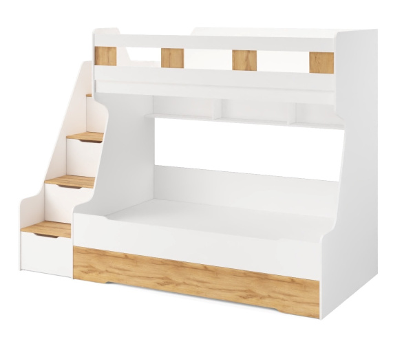 Кровать РУМ (правая/левая) 120х200 (дуб золотистый + белый)