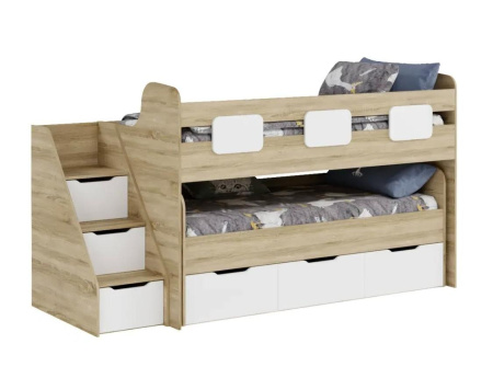 Двухъярусная кровать Городок (цвет белый) 190х90 + 180х80 от Династия Kids